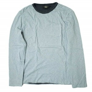 RRL ダブルアールエル BORDER LONG SLEEVE POCKET TEE ボーダーロングスリーブポケットTシャツ S ライトブルー/グレー Double RL g5136