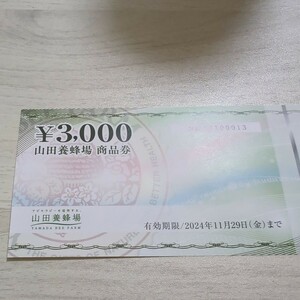 山田養蜂場　商品券　3000円分