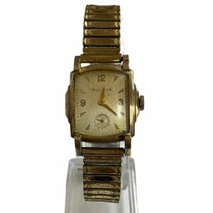 BULOVA 角金 スモールセカンド スクエア 腕時計 手巻き 10K GF 1950年 アンティーク ヴィンテージ ゴールド ブローバ