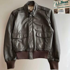 【極美品】80s ll bean A2 ゴートスキン 本革 レザージャケット エルエルビーン ビンテージ　Scovillジッパー 古着 送料無料