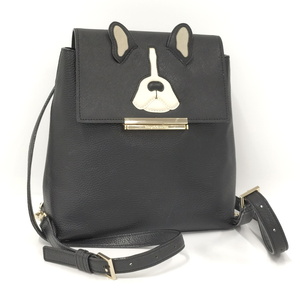 【中古】kate spade リュックサック ドッグ レザー ブラック PXRU9386