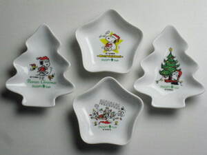 スヌーピータウンショップ オリジナル クリスマス ミニプレート 4枚(4種類)　送料無料 限定品 小皿　ウッドストック　チャーリーブラウン