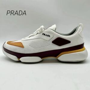 激安！ 1円 【美品】 PRADA プラダ 【圧倒的高級感】 クラウドバスト メッシュ ロゴ メンズ スニーカー ローカット シューズ 靴 ホワイト