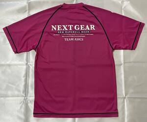 アシックス ベースボール半袖Tシャツ TEAM ASICS 濃ピンク系 メンズMサイズ相当