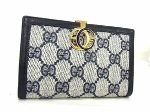 1円 ■美品■ GUCCI オールドグッチ ヴィンテージ GG柄 PVC 二つ折り 財布 ウォレット 小銭入れ 札入れ レディース ネイビー系 FA4832