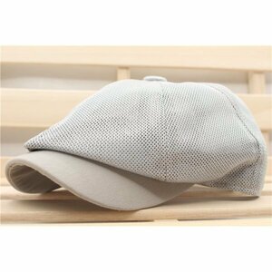 キャスケット帽子 通気 綿ツバ メッシュキャップ ハンチング帽子 56㎝～60㎝ メンズ ・レディース GY 春夏 KC16-10