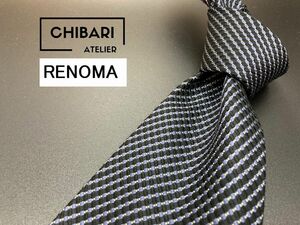 【超美品】RENOMA　レノマ　レジメンタル柄　ネクタイ　3本以上送料無料　ブラック　0501061