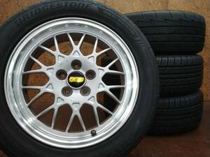 ★5穴PCD100 スバル BBS 純正アルミホイール + 23年製 深溝タイヤ PRACTIVA・POTENZA 205/55R16 4本セット[BRZ インプレッサ 86 プリウス]