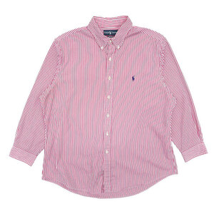 古着 ラルフローレン Ralph Lauren ボタンダウンシャツ ストライプ ピンク ホワイト サイズ表記：17 1/2 32/33　gd79638
