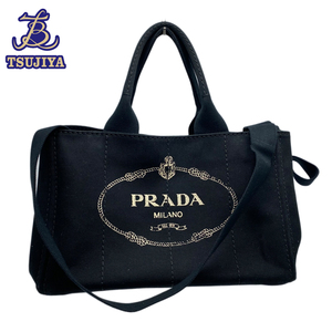 PRADA プラダ　カナパトート　BN2642　キャンバス　ブラック　ゴールド金具　2WAYハンドバッグ　中古AB【辻屋質店B1990】