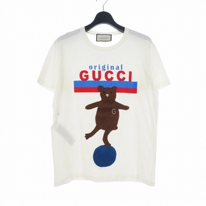 グッチ GUCCI 刺繍ロゴ Tシャツ 半袖 クルーネック S ホワイト 白 615044XJCRH 国内正規 メンズ