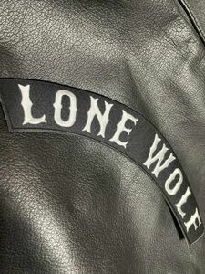 大きいワッペン★一匹狼だぜ～★LONE WOLF★革ベストの背中