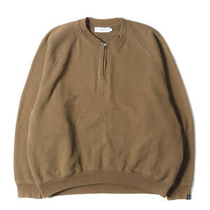 Graphpaper スウェット サイズ:1 19AW LOOPWHEELER オーバーサイズ ハーフジップ スウェットシャツ GP Half Zip Sweat カーキ