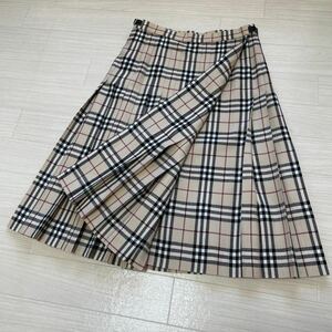 BURBERRY バーバリー ロンドン プリーツスカート 巻きスカート ノバチェック ウール毛100% サイズ40 美品