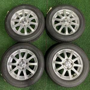 AE526-403 ☆新品☆ブリヂストンNEXTRY 155/65R13 73S 社外ホイール13x4.00B +43 PCD100 4穴 【4本】 ラパン モコ 等　1円スタート