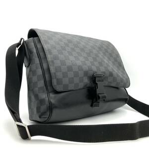 1円★LOUIS VUITTON ルイヴィトン メッセンジャーPM ダミエグラフィット ショルダーバッグ レザー ブラック メンズ 斜め掛け N41458