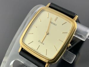 [B300]バンド新品 1円～☆メンズ腕時計 クォーツ 18金 SEIKO セイコー ドルチェ DOLCE 18KT 5E30-5A50 動作品