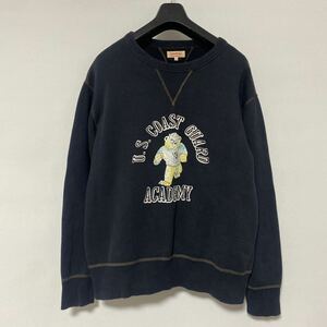 美品 リアル マッコイズ フロッキー プリント coast guard 両V スウェット シャツ 38 real McCoy 米軍