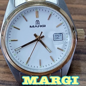 動作未確認 ◆ MARGI ◆ 腕時計 3針 6312-BC 文字盤 ホワイトx ゴールド ◆ マルギ ◆ ウオッチ 