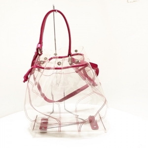 フルラ FURLA ハンドバッグ - PVC(塩化ビニール)×化学繊維×レザー ピンク×クリア バッグ