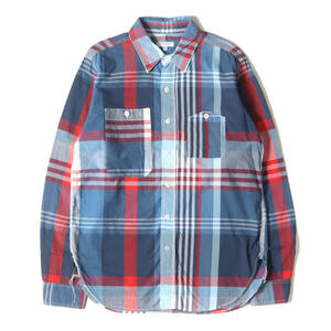 Engineered Garments シャツ サイズ:M マドラスチェック エルボーステッチ ワークシャツ ブルー レッド ホワイト アメリカ製