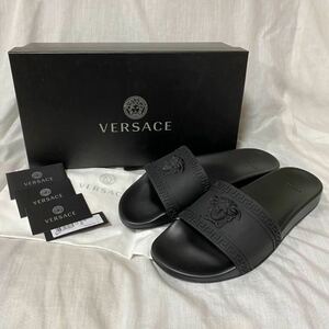 新品 本物 正規品 VERSACE メンズ パラッツォ スライダー サンダル 黒