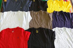 TS-RL17 ラルフローレン Ralph Lauren ワンポイントTシャツ 無地￥1～US古着卸大量セット業者まとめ売り