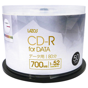 500枚セット(50枚X10個) Lazos データ用 CD-R L-CD50PX10 /l