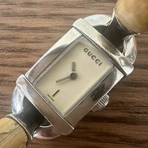 【1円〜】 GUCCI グッチ 腕時計 6800L バンブー バングル ウォッチ クオーツ レディース 動作未確認