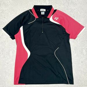 YONEX ヨネックス 半袖 ポロシャツ テニスウェア ゲームシャツ　卓球ウェア　ハーフジップ　半袖シャツ　黒　M メンズ　レディース