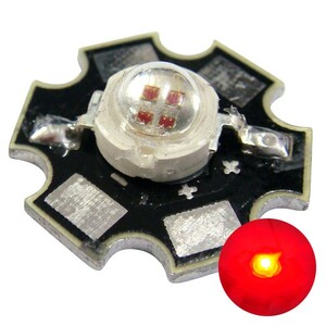 POWER LED 5W 赤色 200LM 星型ヒートシンク付き 10個