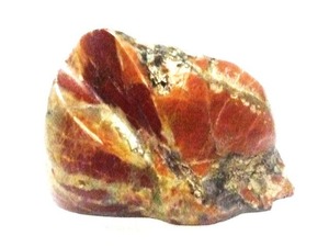 三重県 栗原鉱山跡直下の沢谷産、芯出し研磨をした五色石系珪質岩～珪質石灰岩の「臓器形の置物石」