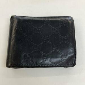 【TM0506】GUCCI グッチ 財布 ブラック 二つ折り グッチシマ レザー 146226 革 小銭入れ ヴィンテージ ブランド財布 コンパクト ブラック 