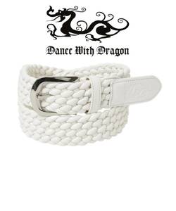 ☆新品未使用☆DANCE WITH DRAGON レザーメッシュベルト☆ホワイト☆フリーサイズ☆全長106㎝ 幅4.0㎝☆調整可能☆定価19,800円