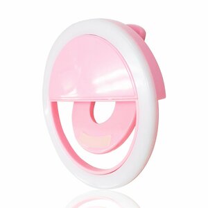 【新品即納】自撮り用 LEDライト セルフィーリングライト クリップ式 36LED ピンク