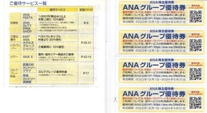 ★ANAグループ優待券　4枚　2024年下期分★