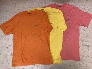 ベネトン Benetton ITALY製 ロゴ刺繍 オールド レトロ 古着 半袖Tシャツ 3点セット メンズ オレンジ・黄色・ピンク