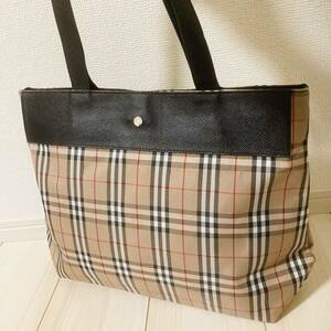 ★美品★ BURBERRY バーバリーロンドン ハンドバッグ トートバッグ ハンドバッグ ノバチェック キャンバス A4収納可能 ブラウン BR 茶色