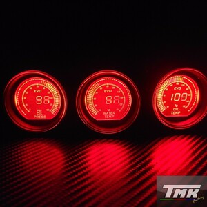 新品 52mm 赤青LED 3連メーターセット ブースト計 水温計 油温計 油圧計 追加メーター 86 ZN6 Z33 Z34 AP EK ZZT DC5 S14 ZC32S