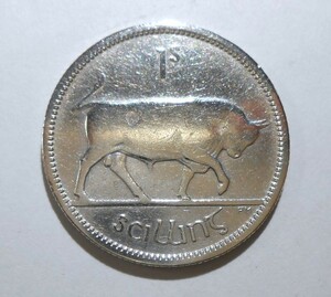 アイルランド 1シリング銀貨 1930年 直径約23.7mm 重量約5.4g 雄牛 