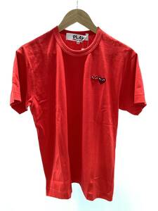 COMME des GARCONS PLAY Tシャツ　赤×赤と濃赤ハート　Mサイズ(メンズ)
