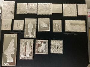 24445☆日本の偉大な切手 公式銀製プルーフ・コレクション 17種類 国際郵便局長協会発行