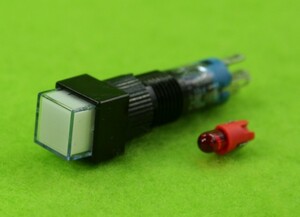 ｉｄｅｃ 小形照光押ボタンスイッチAL8Q-M11W(φ8,1c,LED,DC5～24V)乳白,赤