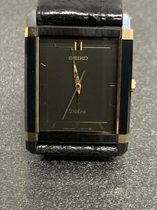 SEIKO セイコー DOLCE ドルチェ 9531-5070 QZ クォーツ 黒文字盤 ゴールド文字 メンズ腕時計 非稼働品