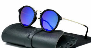 サングラス グラサン ボストン メガネ 伊達メガネ UV400 紫外線カット　目の保護　海 日焼け対策 男女兼用 メンズ ブルー　1