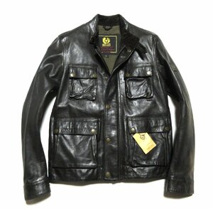 未使用に近い Belstaff ベルスタッフ レザー ジャケット/ライダース/モーターサイクルジャケット/L/58283069/ブラック/ユーズド加工