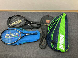 【BF-7657】【1円〜】 テニスラケット ラケットケースおまとめ 硬式テニスラケット Prince YONEX HAMMER WILSON 現状保管品 中古品