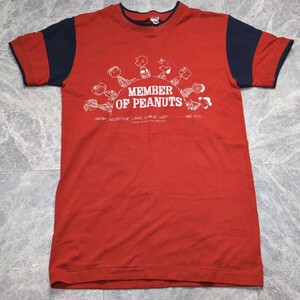 70s　champion バータグ　半袖 peanuts フットボールシャツ　チャンピオン　ピーナッツ　Tシャツ　ミディアム　Mサイズ 1円スタート