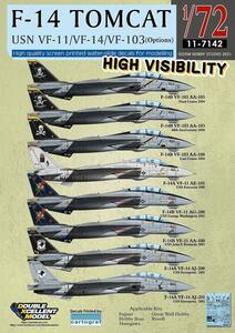 DXMデカール 11-7142 1/72 アメリカ海軍 F-14A/B Tomcat VF-11/VF-14/VF-103 ハイビジ カルトグラフ製デカール