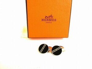 【未使用保管品】 エルメス HERMES Hモチーフ パラディウムプレーテッド エナメル カフス カフリンク メンズ